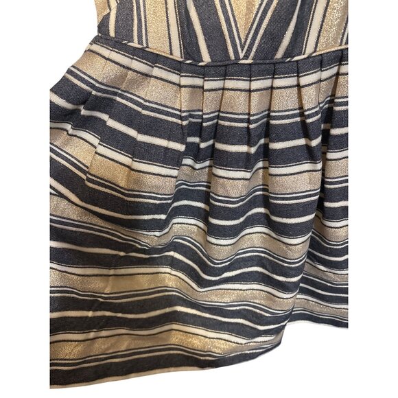 J. Crew Metallic Gold & Black Striped Sleeveless Fit & Flare Mini Dress Size 4 - Picture 4 of 6